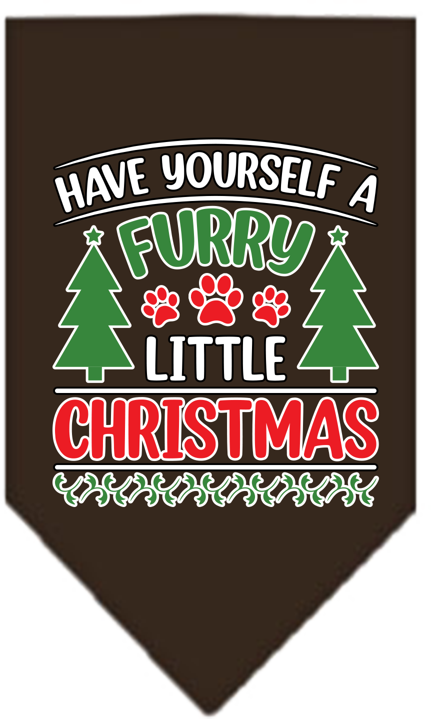 Furry Little Christmas Screen Print Bandana Cocoa Size Large